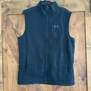 Under Armour Vest Mens Large‎ Black Water-Resistant Full Zip Warm Fleece